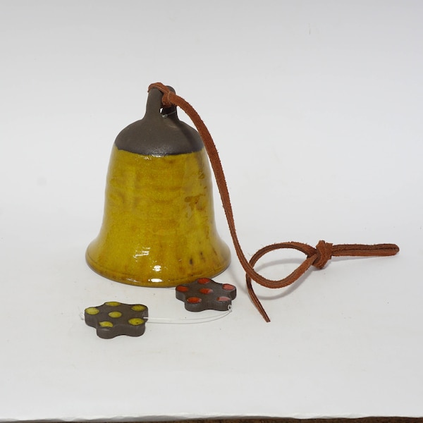 Handmade Ceramic Wind Chime Bell: Yellow Pottery Garden Decoration