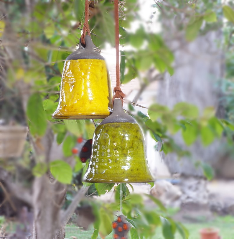 Ceramic Wind Chime Bell Pottery Chime Bells Outdoor Art Red Etsy