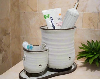 Handgemachter Keramik Zahnbürstenhalter: Badezimmer Organizer