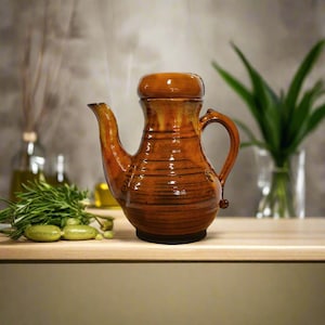 Ceramic teapot, Wheel thrown, Containing about 40.6 Oz, Unique teapot, Kitchenware, Orange teapot, Moms gift, Rustic art