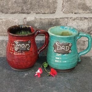 Taza de cerámica personalizada: taza con nombre personalizado hecha a mano