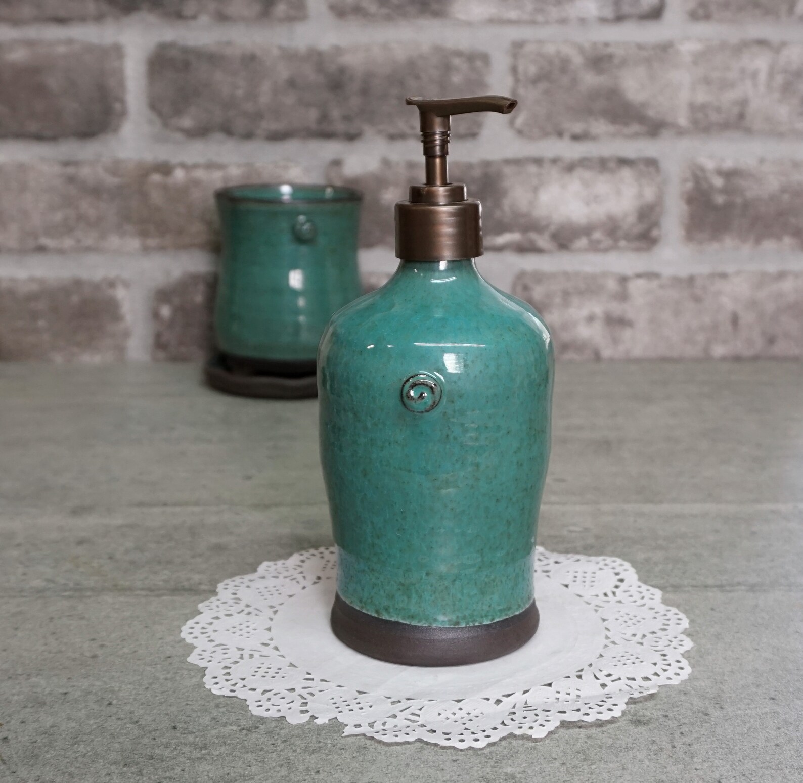 Bathroom Set Hand Soap Dispenser & Toothbrush Holder Blue | Etsy