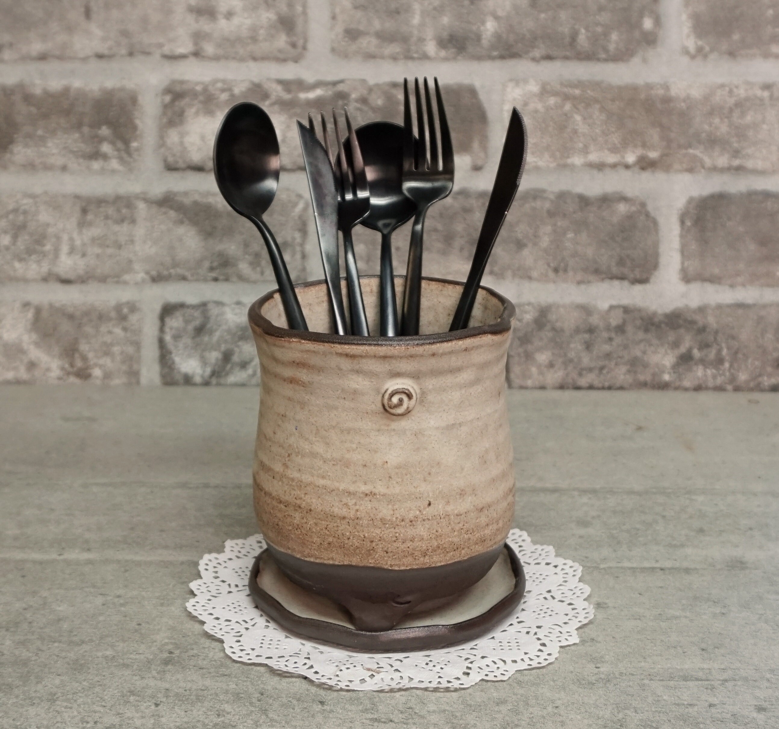 Cutlery holder Ceramic silverware container Kitchen cutlery Etsy