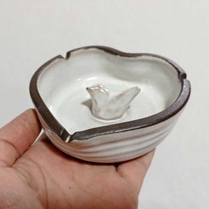 Cigarette  ashtray, Ceramic ashtray, Pottery ashtray, Cream glaze pottery ashtray, Black pottery ashtray, Ashtray stand, Gift idea