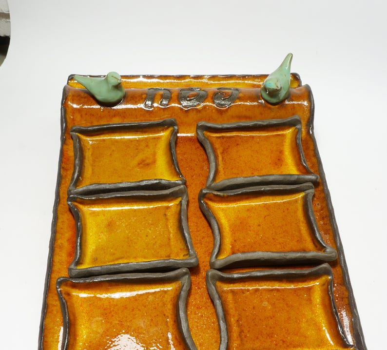 Seder Plate Ceramic Passover Plate Orange Seder Plate Etsy