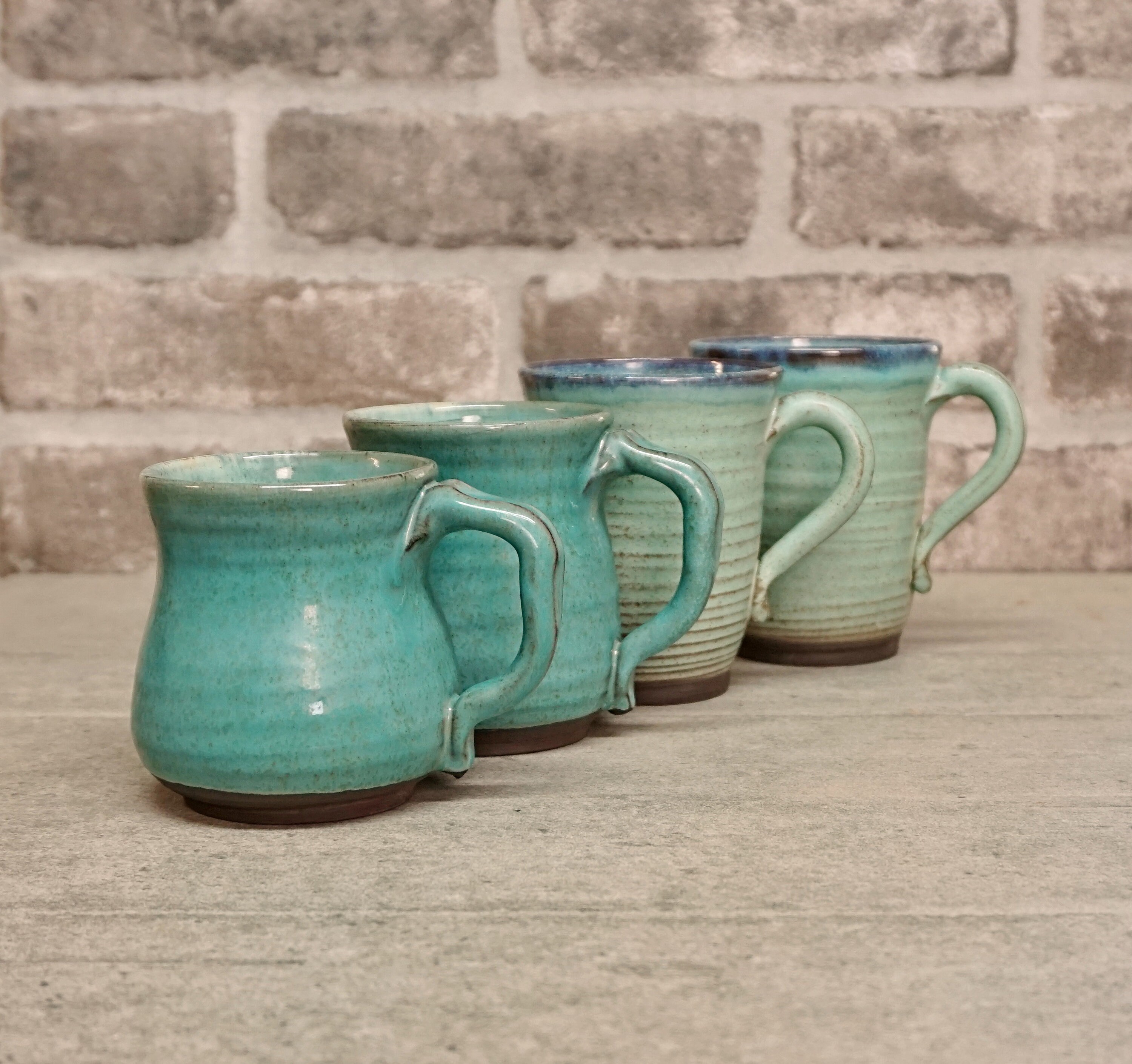 Set of four mugs four Different shapes Blue Coffee mug 12 | Etsy