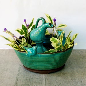 Water Fountain Indoor Waterfall Fountain Blue Fountain Ceramic Pet Water Fountain Tranquility Fountain Cat Drinking Accessory Etsy