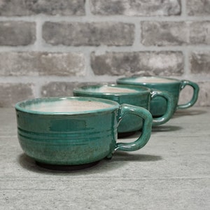 Bols à soupe en poterie, 3 grandes tasses bleues, bols de flocons de maïs, tasses faites à la main, tasses en poterie de 20 oz, céramique bleue, tasse à soupe de 600 ml, poterie israélienne