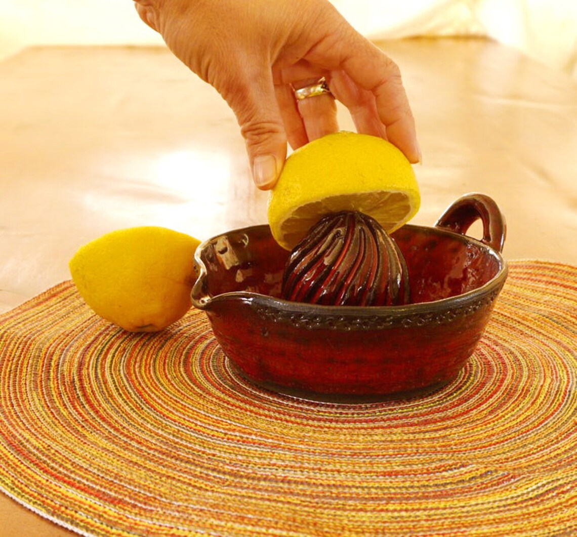Red Lemon Juicer Pottery Citrus Squeezer Red Glaze Pottery Etsy