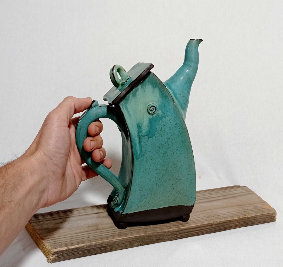 Ceramic Oil Container, Blue Teapot, Big Ceramic Teapot, Vinaigrette