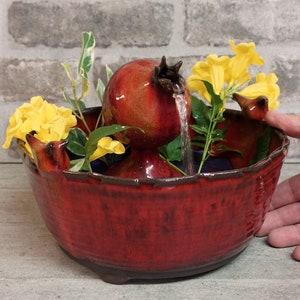 Water Fountain, Indoor Waterfall Fountain, Ceramic pet water fountain, Tranquility fountain, Cat drinking accessory, Red pottery