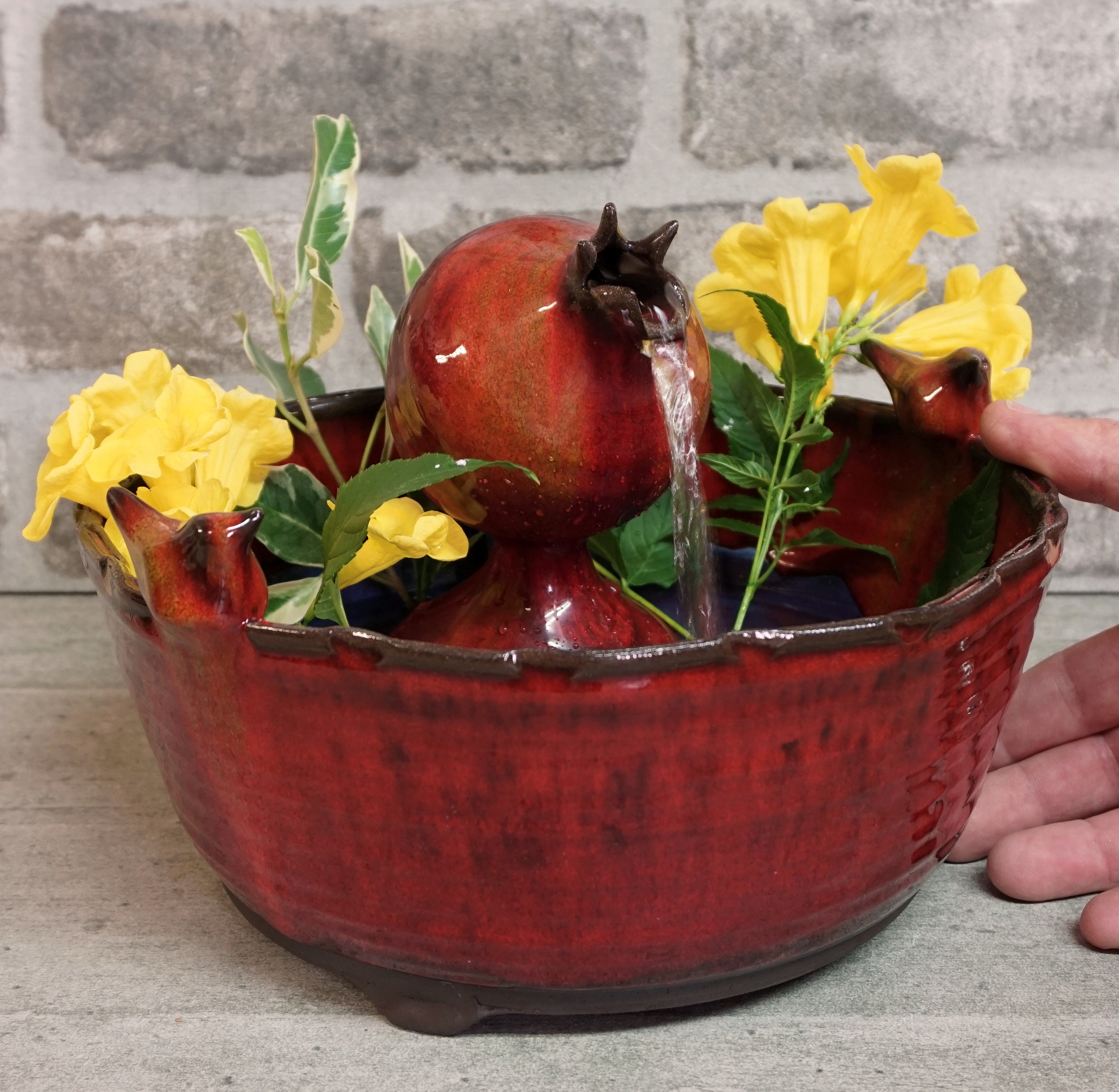 Handmade Ceramic Water Fountain Pomegranate Tranquility Fountain