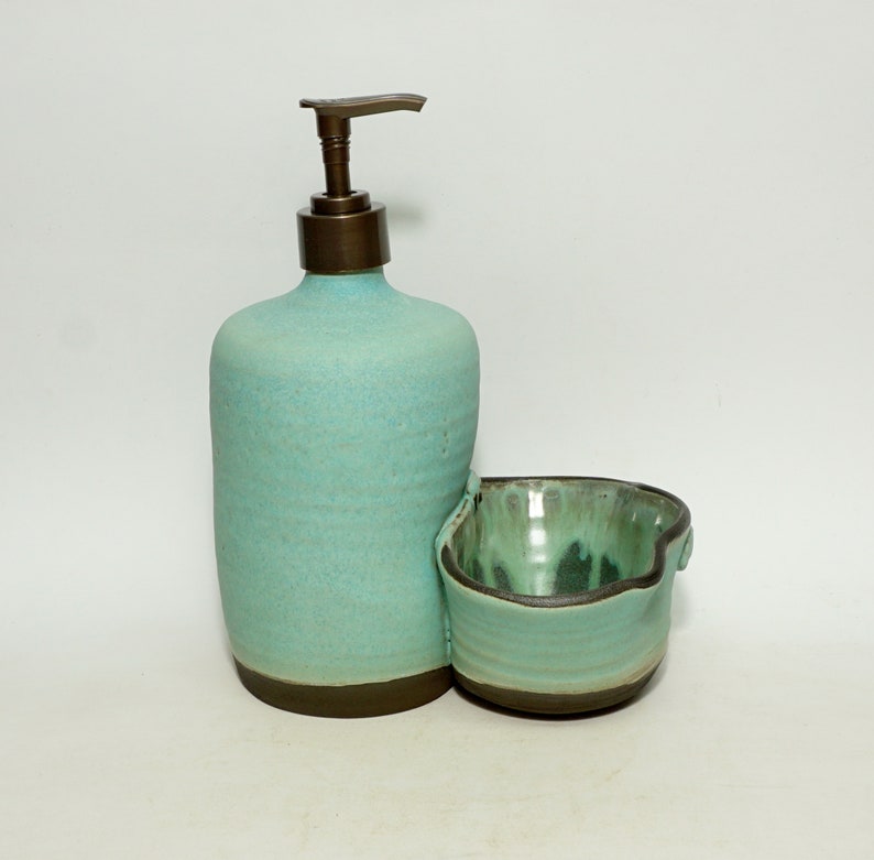Ceramic Liquid soap Soap Dispenser with a sponge holder Etsy