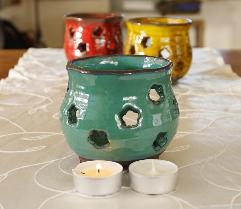 Ceramic Candle Holder Candle Stand Blue Candle Holder Etsy