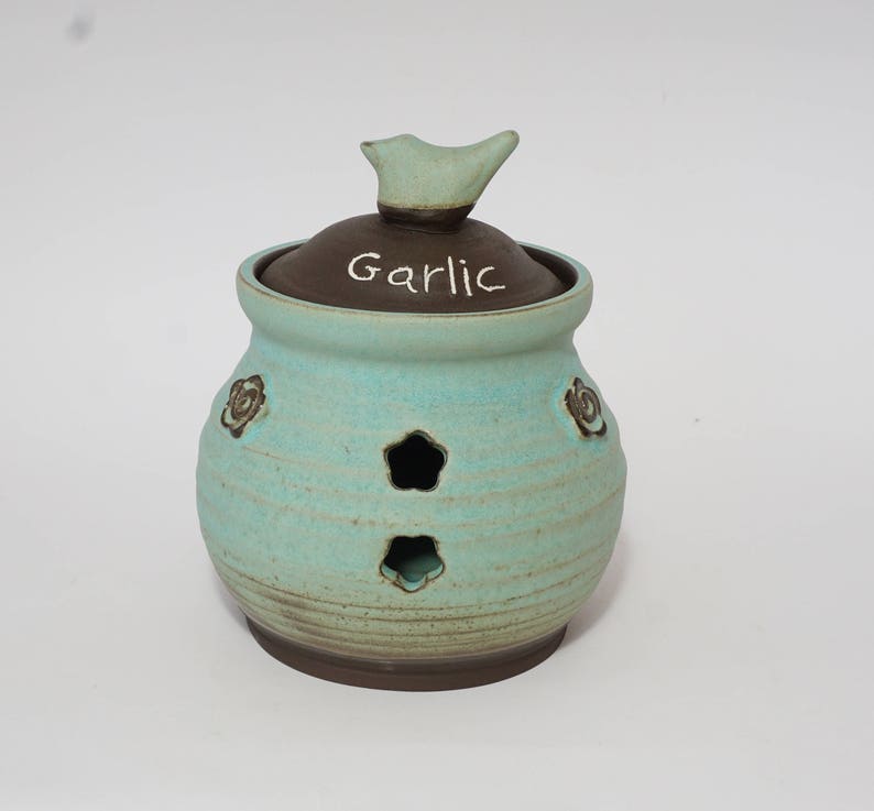 Ceramic Garlic Container Pottery Hand Made Garlic Storage Etsy