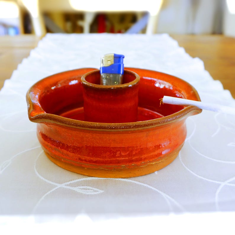 Cigar Ashtray Ceramic Ashtray Pottery Ashtray Red Glaze Etsy
