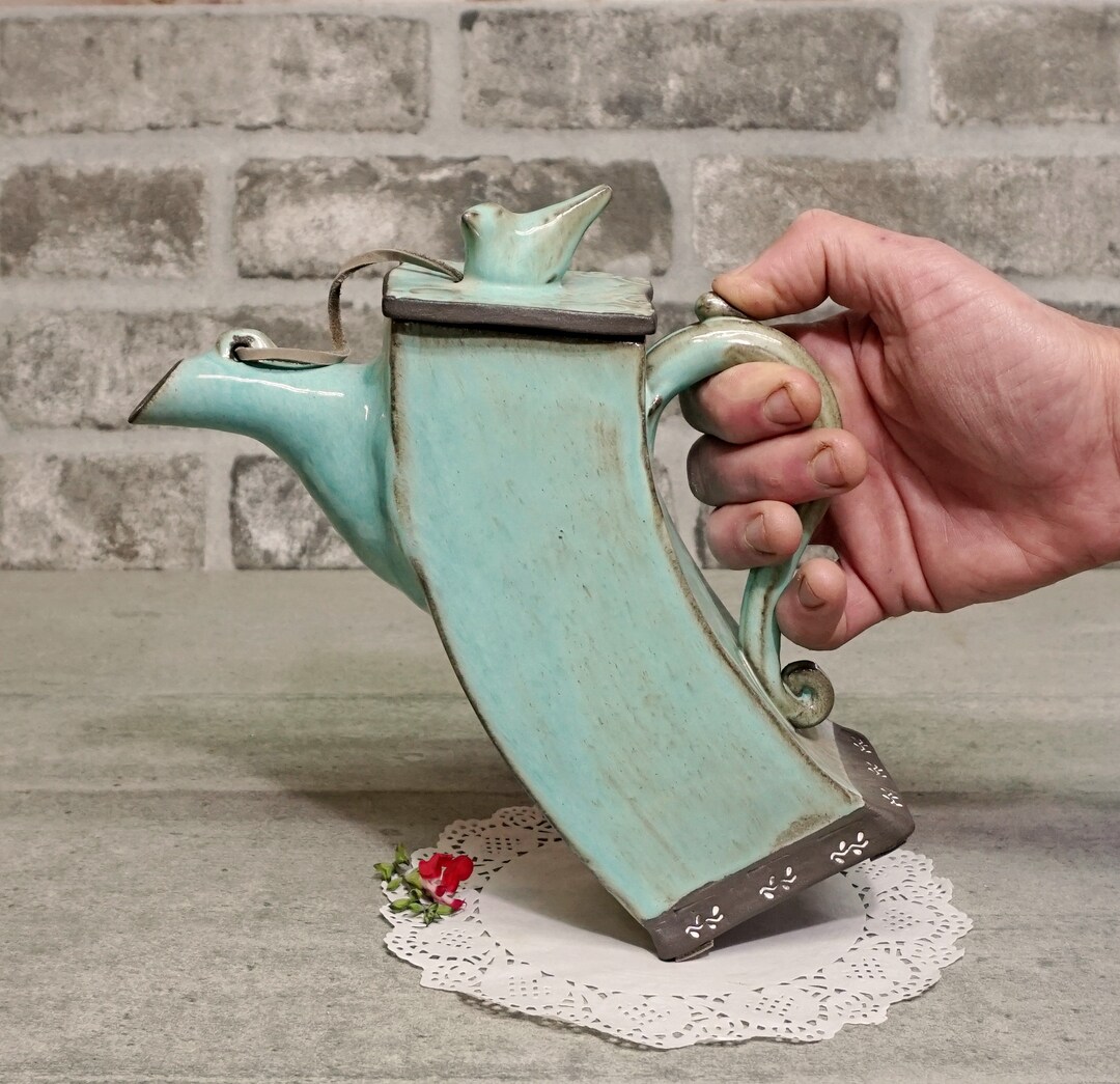 Ceramic Oil Container Blue Teapot Big Ceramic Teapot Etsy