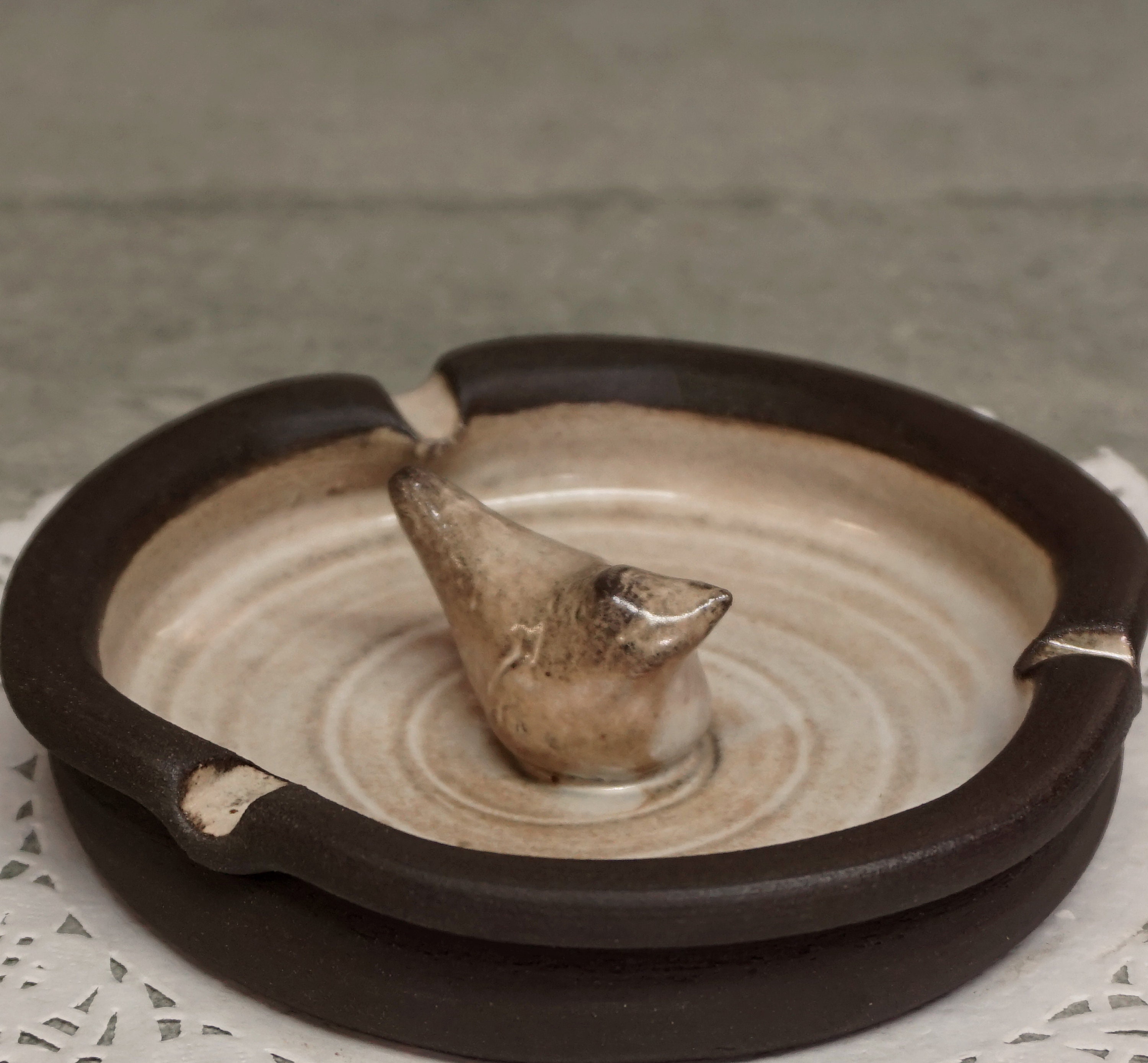 Cigarette ashtray Ceramic ashtray Pottery ashtray Cream Etsy