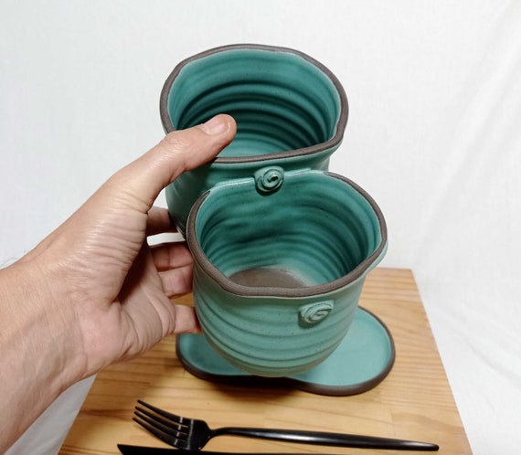 Portaposate doppio, contenitore per posate in ceramica, organizer per  posate da cucina, portaposate, portautensili in ceramica, scolaposate -   Italia