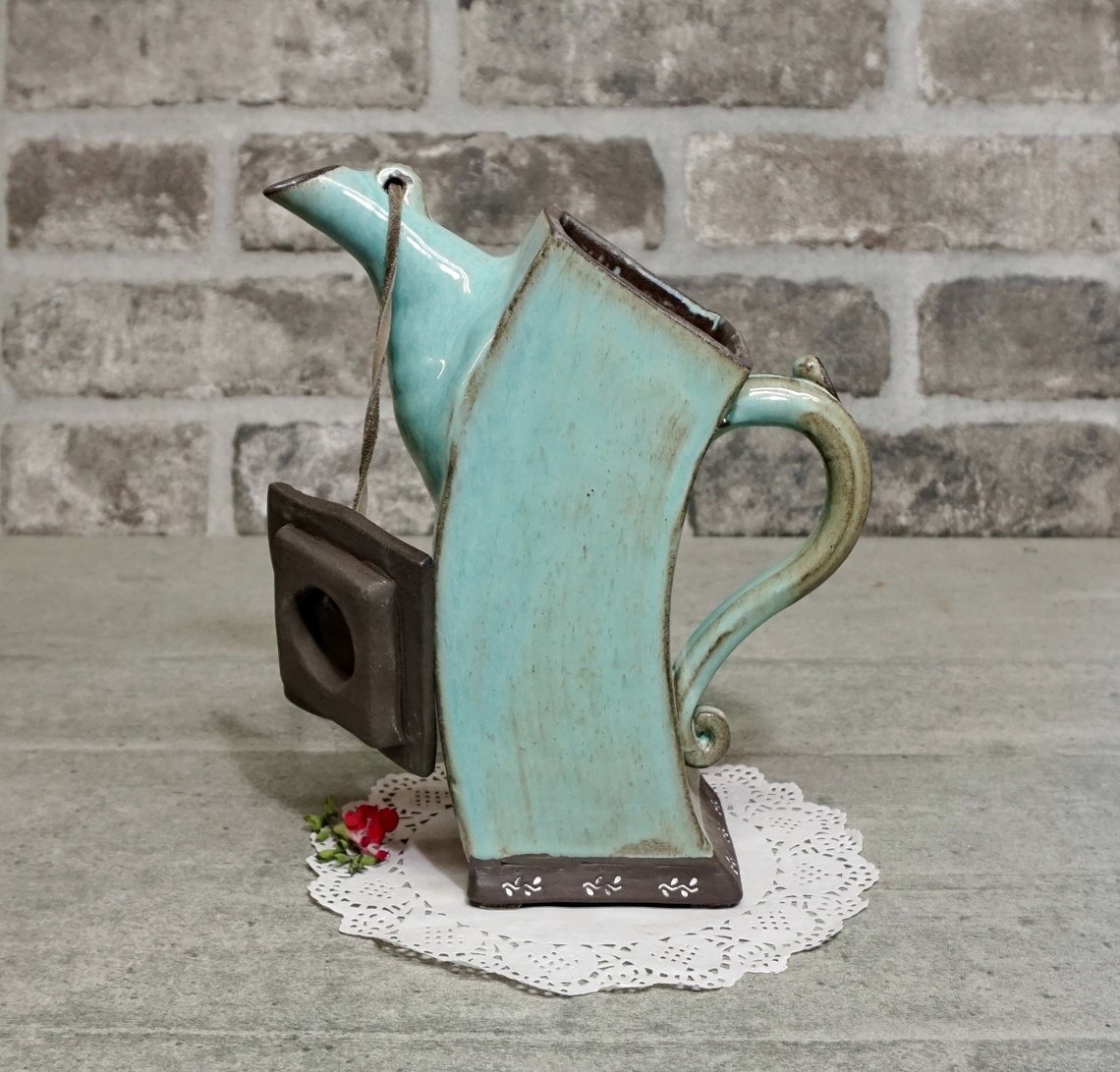 Ceramic Oil Container Blue Teapot Big Ceramic Teapot Etsy