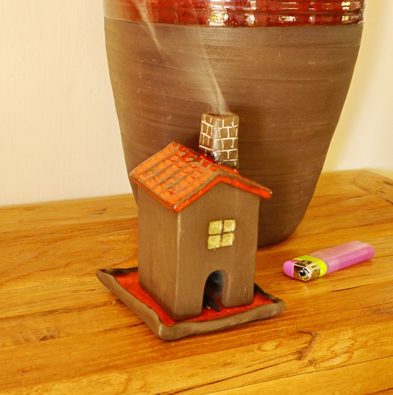 Small house cone incense burner Little ceramic house Incense Etsy