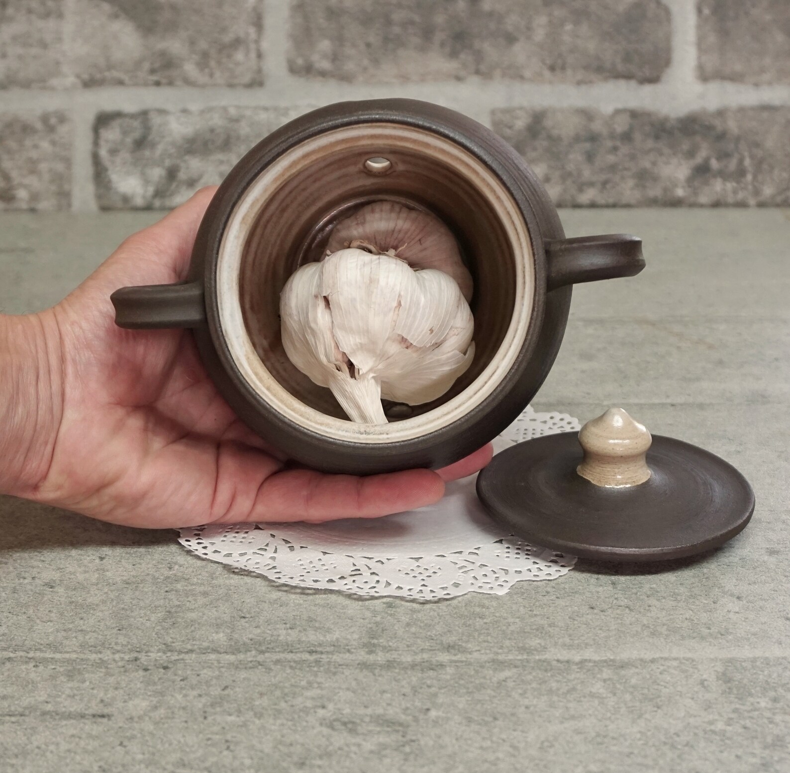 Ceramic Garlic Container Pottery Hand Made Garlic Storage Etsy
