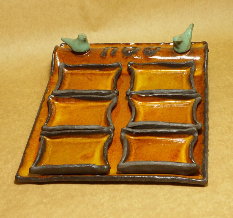 Seder Plate Ceramic Passover Plate Orange Seder Plate Etsy