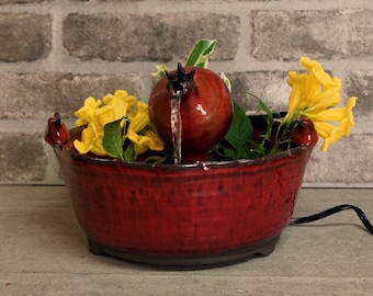 Handmade Ceramic Water Fountain: Pomegranate Tranquility Fountain