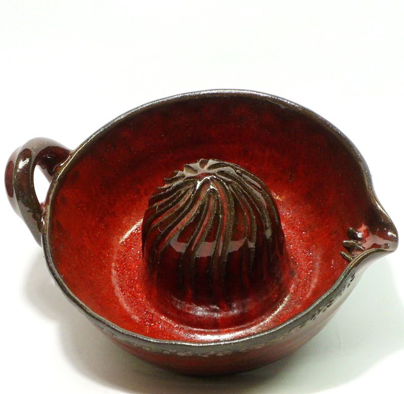 Red Lemon Juicer Pottery Citrus Squeezer Red Glaze Pottery Etsy