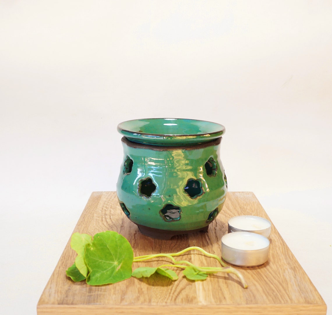 Ceramic Candle Holder Candle Stand Blue Candle Holder Etsy