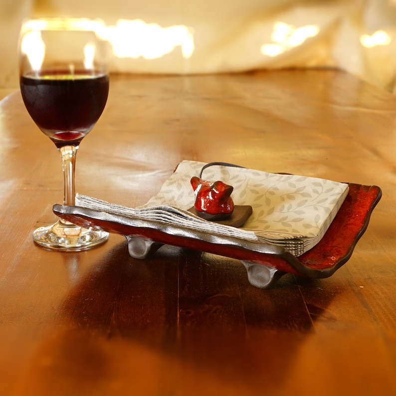 Red Ceramic Napkin Holder Napkin Holder With a Bird Ceramic Etsy Israel