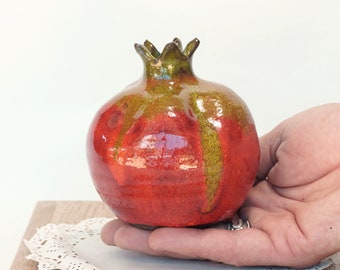 Red Pottery Pomegranate: Handmade Ceramic Israeli Home Decor