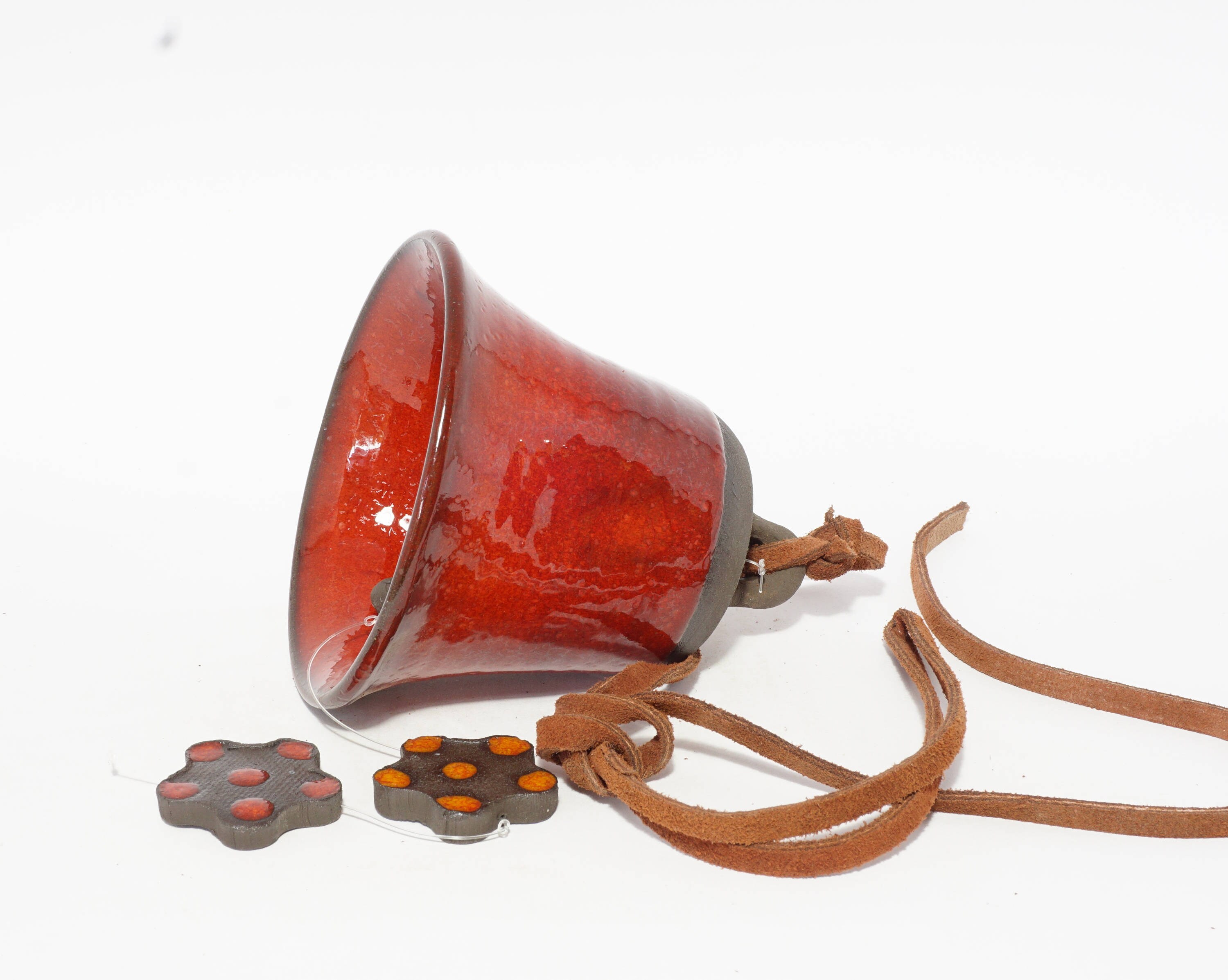 Ceramic Wind Chime Bell Pottery Chime Bells Outdoor Art Red Etsy