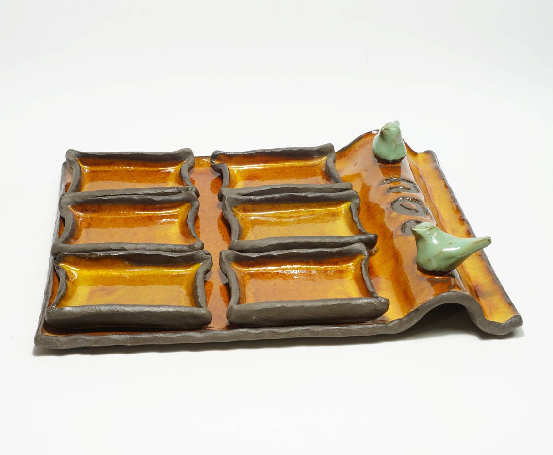 Seder Plate Ceramic Passover Plate Orange Seder Plate Etsy