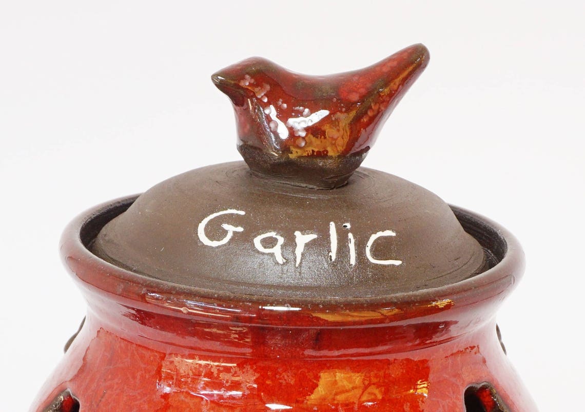 Ceramic Garlic Container Pottery Hand Made Garlic Storage Etsy