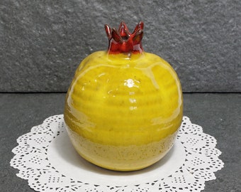 Yellow Pottery Pomegranate: Handmade Ceramic Israeli Art