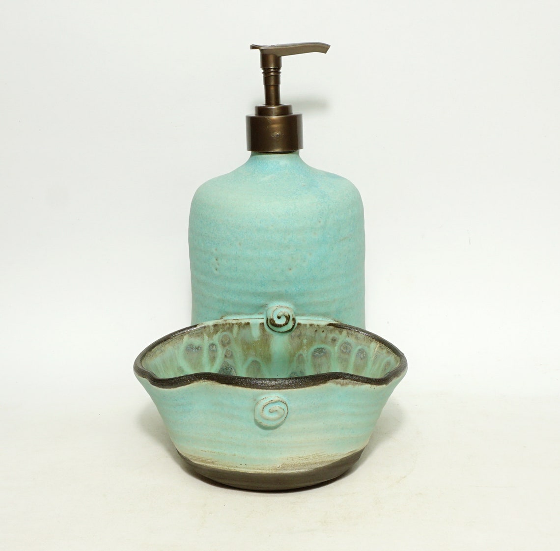 Ceramic Liquid soap Soap Dispenser with a sponge holder Etsy