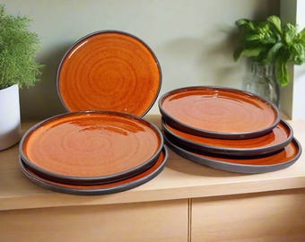 Piatti da portata in ceramica arancione fatti a mano: set di piatti da matrimonio in ceramica