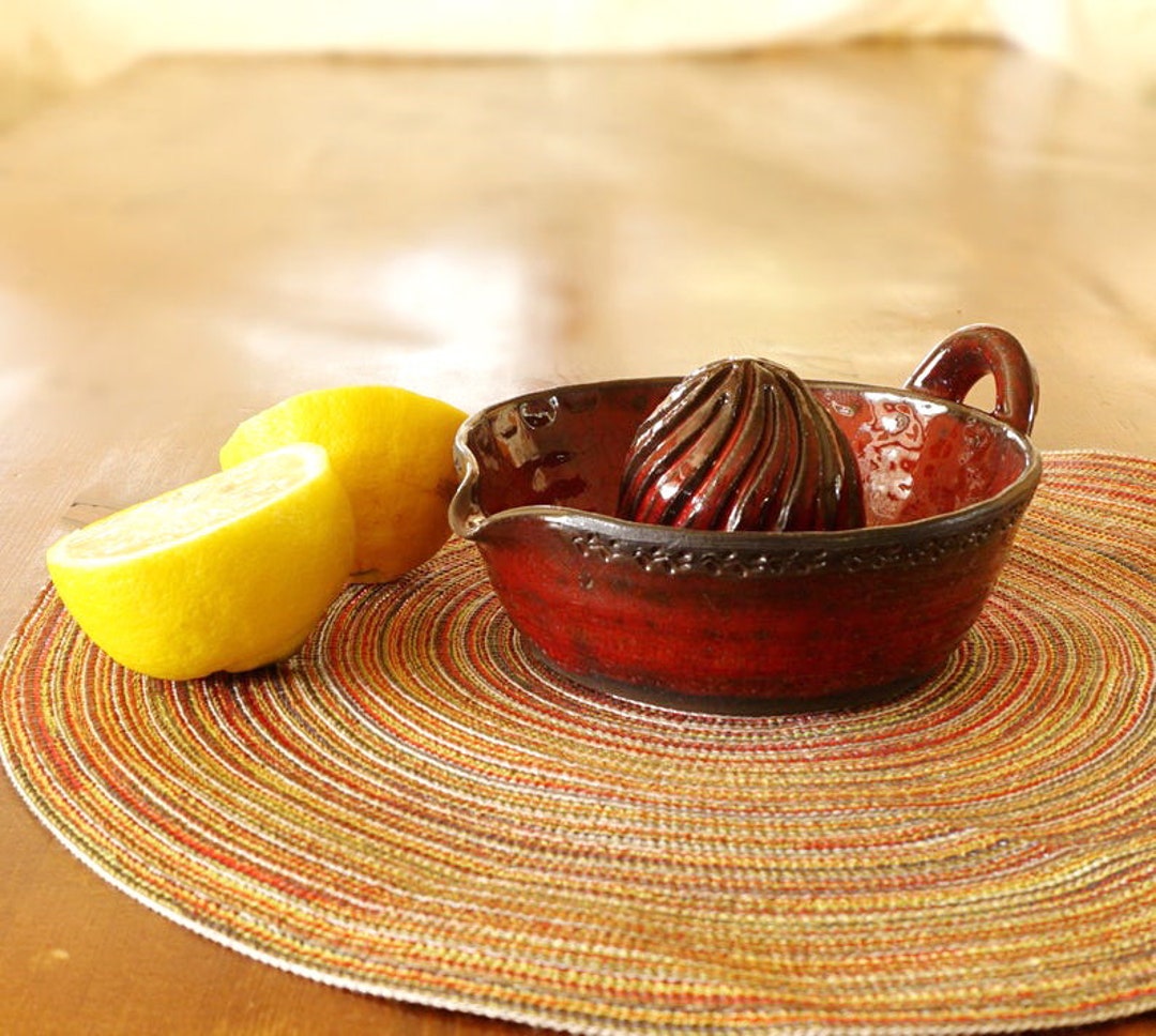 Red Lemon Juicer, Pottery Citrus Squeezer, Red Glaze Pottery, Handmade