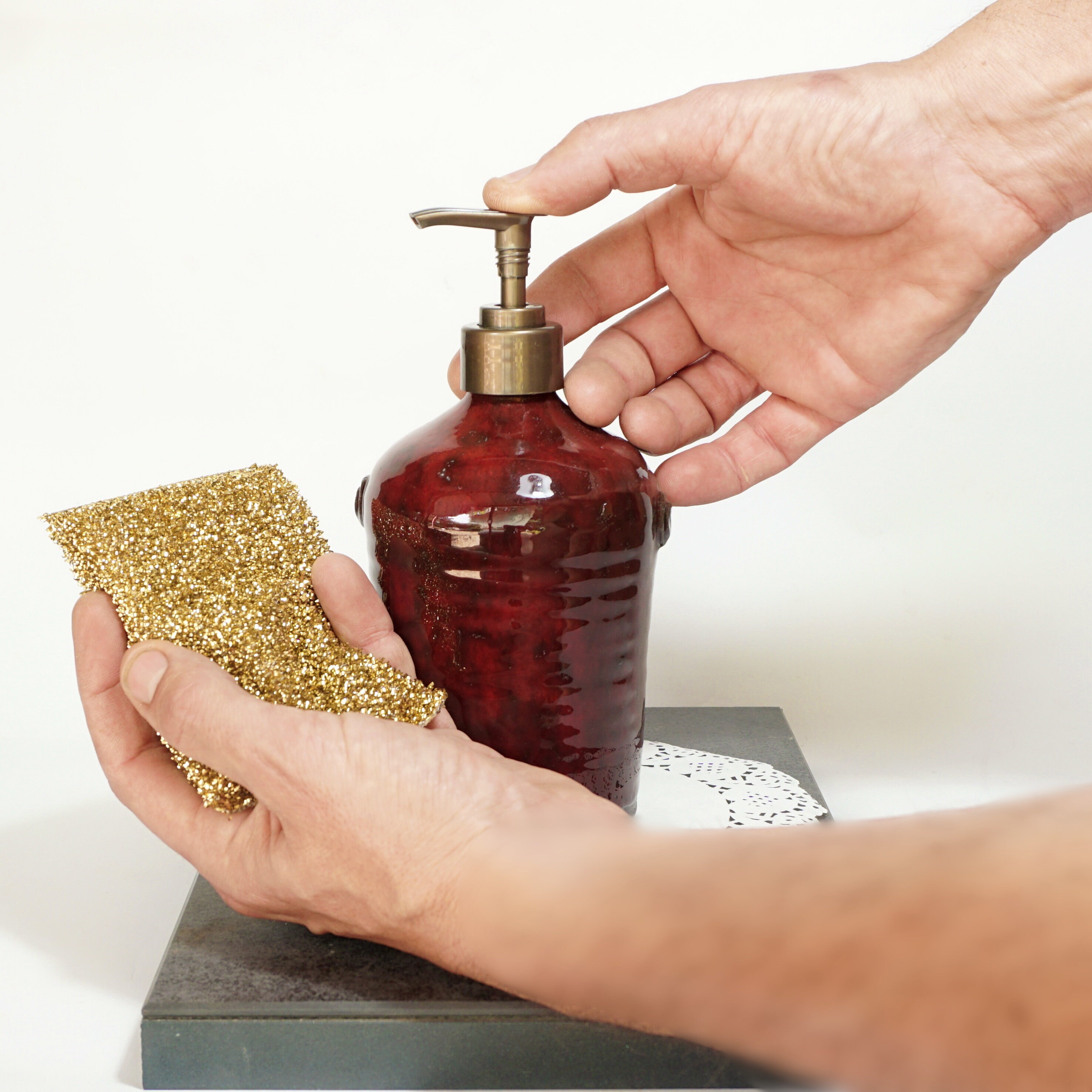 Red Soap Dispenser Liquid Soap Kitchen Soap Pump Pottery Etsy