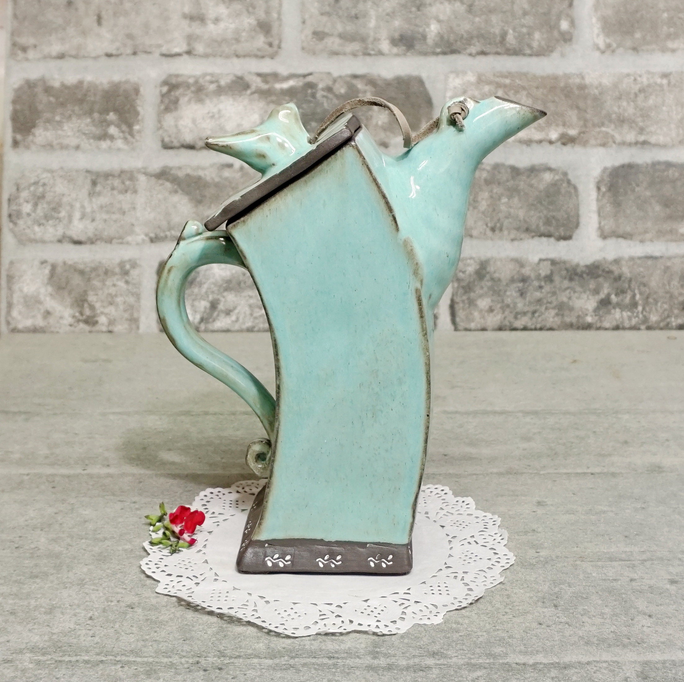 Ceramic Oil Container Blue Teapot Big Ceramic Teapot Etsy