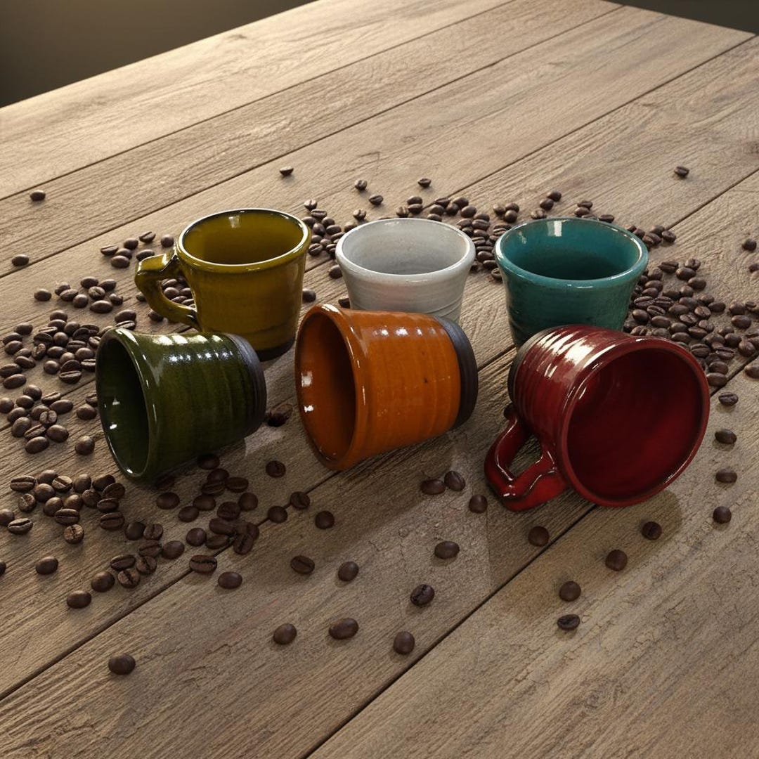 カラフルなセラミック製エスプレッソカップセット：ろくろ成形陶器