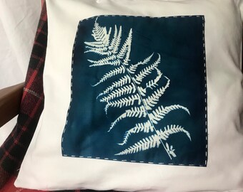 Fern cushion | Etsy Embroidered and Printed Fern Pillow