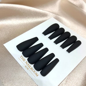 Black Nails Press On Luxury Press on Nails Black Acrylic - Etsy Canada