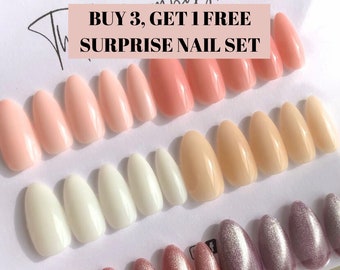 Press on Nails Bundle| BUY 3 GET 1 FREE | Coffin Round Square Almond Artificial Nails | Press on Nails Canada | Long Medium Short Nails