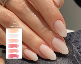 Melkachtig witte pers op nagels | Jelly nagellak | Nieuwe nageltrend | Lange middellange korte nagels | Druk op Nagels Canada | Handgemaakte natuurlijke nagels