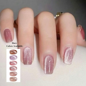 Cat Eye Gel Nails | New Nail Trend | Jelly Nail Polish | Long Medium Short Nails | Press on Nails Canada | Handmade Natural Nails