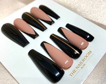 Nude Black Nails | Etsy
