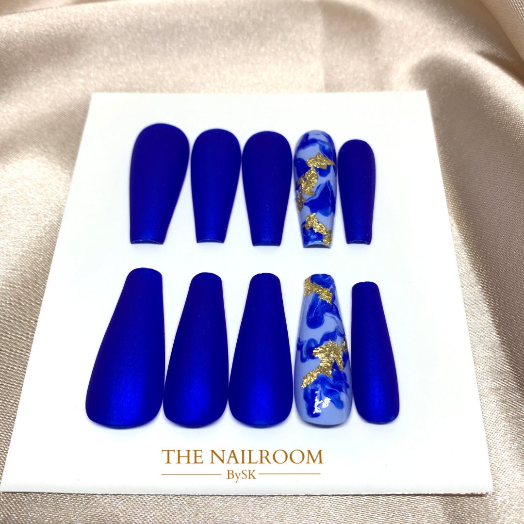 Classic Royal Blue Press on Nails/ Custom Press on Nails/ | Etsy Canada