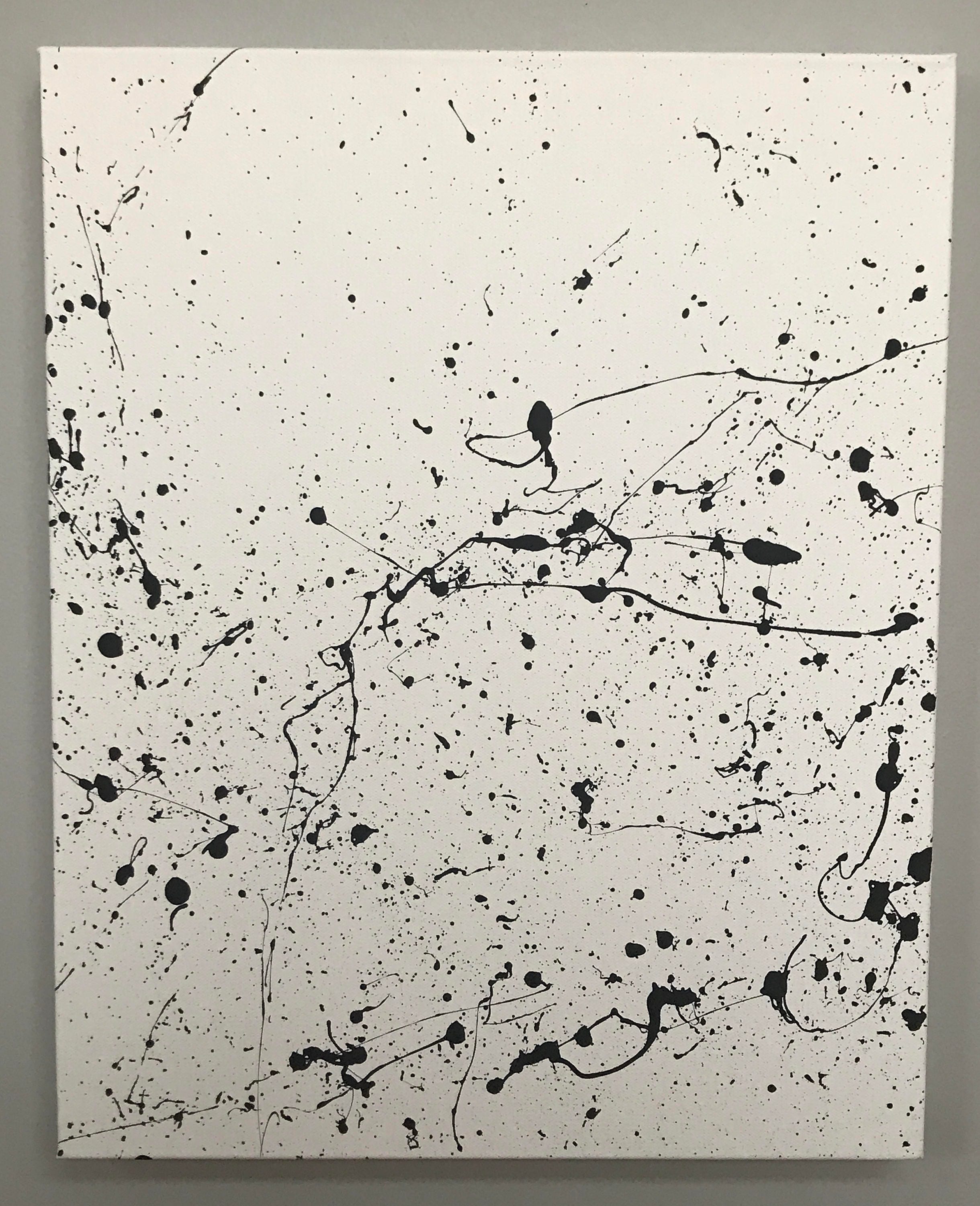 Black and White Original Abstract Splatter Painting on Canvas | 16 X 20 ...